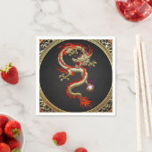 Serviette En Papier [100] Dragon chinois d'or Fucanglong (En situation)