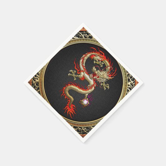 Serviette En Papier [100] Dragon chinois d'or Fucanglong (Coin)