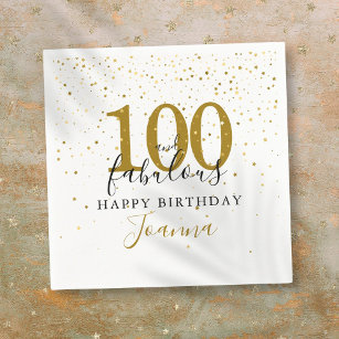 Serviette En Papier 100 et Fabulous Gold Black fête d'anniversaire