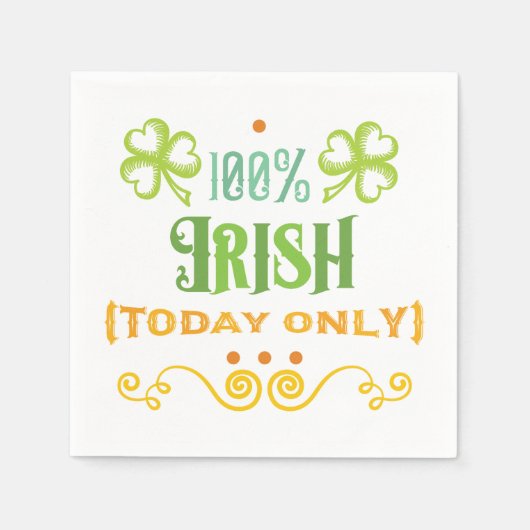 Serviette En Papier 100% Irish Today Word Art (Devant)