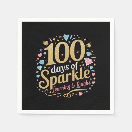 Serviette En Papier 100 Jours d'apprentissage et de rire (Devant)