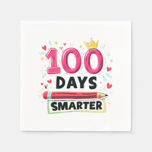 Serviette En Papier 100 jours plus intelligents Jours d'école Professe (Devant)
