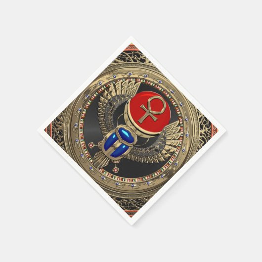 Serviette En Papier [100] Scarab en or sacré égyptien ailé avec Ankh (Coin)