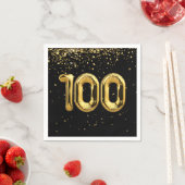 Serviette En Papier 100e anniversaire Ballons d'or et Confetti (En situation)
