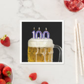 Serviette En Papier 100e anniversaire Bière sur noir (En situation)