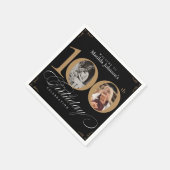 Serviette En Papier 100e anniversaire Black Gold Calligraphy Photo per (Coin)