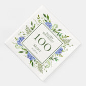 Serviette En Papier 100e anniversaire Blue Hydrangeas (Coin)