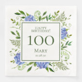 Serviette En Papier 100e anniversaire Blue Hydrangeas (Devant)