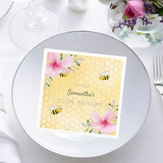Serviette En Papier 100e Anniversaire bourdon abeilles nid d'abeille n