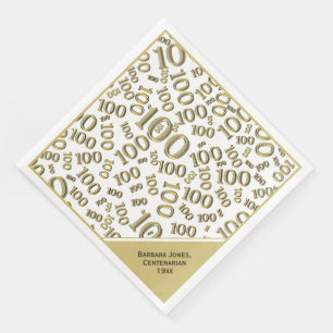 Serviette En Papier 100e anniversaire Centenarian Motif numéro or