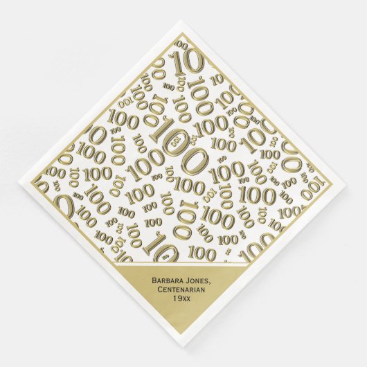 Serviette En Papier 100e anniversaire Centenarian Motif numéro or (Coin)