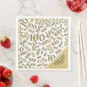 Serviette En Papier 100e anniversaire Centenarian Motif numéro or (En situation)
