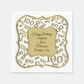 Serviette En Papier 100e anniversaire Centenarian Motif numéro or (Devant)