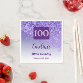 Serviette En Papier 100e anniversaire Chic Parties scintillant violet  (En situation)