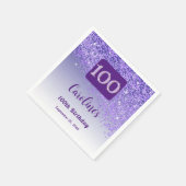 Serviette En Papier 100e anniversaire Chic Parties scintillant violet  (Coin)
