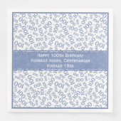Serviette En Papier 100e anniversaire Cool Numéro Motif Bleu/Blanc (Devant)
