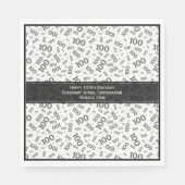 Serviette En Papier 100e anniversaire Cool numéro Motif noir/blanc (Devant)