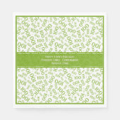 Serviette En Papier 100e anniversaire Cool Numéro Motif Vert/Blanc (Devant)