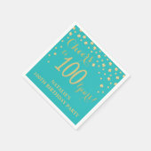 Serviette En Papier 100e anniversaire de mariage Turquoise et Gold Dia (Coin)