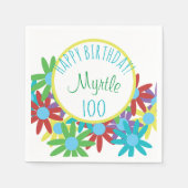 Serviette En Papier 100e anniversaire Floral Papier personnalisé servi (Devant)