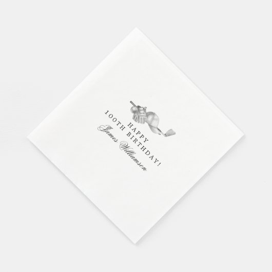 Serviette En Papier 100e Anniversaire Golf Thème modifiable (Coin)