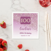 Serviette En Papier 100e anniversaire Jolie Parties scintillant Rose o (En situation)