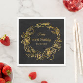 Serviette En Papier 100e anniversaire Luxe Gold Rose Noir (En situation)