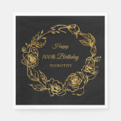 Serviette En Papier 100e anniversaire Luxe Gold Rose Noir (Devant)