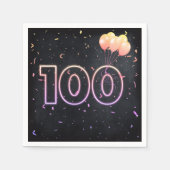 Serviette En Papier 100e anniversaire Neon Connexion serviettes noires (Devant)