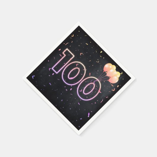Serviette En Papier 100e anniversaire Neon Connexion serviettes noires (Coin)