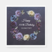 Serviette En Papier 100e anniversaire Personnalisé Moody Purple Flower (Devant)