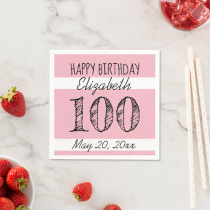 Serviette En Papier 100e Anniversaire PINK Papier personnalisé serviet