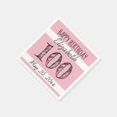 Serviette En Papier 100e Anniversaire PINK Papier personnalisé serviet (Coin)