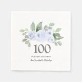 Serviette En Papier 100e anniversaire Rose bleu Eucalyptus (Devant)