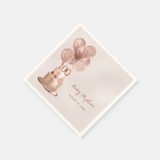 Serviette En Papier 100e anniversaire Rose Gold Cake (Coin)