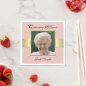 Serviette En Papier 100e anniversaire Rose Gold Photo Napkins (En situation)