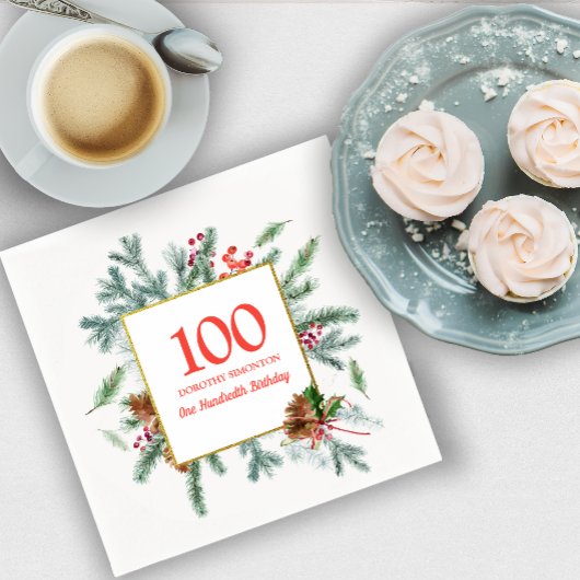Serviette En Papier 100e anniversaire Rustic Winter Greenery