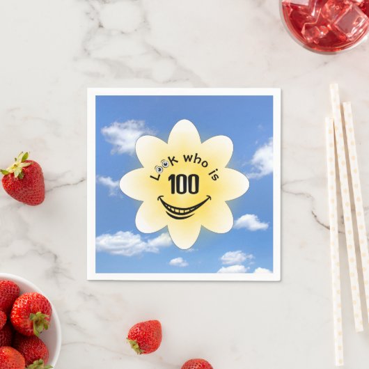 Serviette En Papier 100e anniversaire soleil et nuages d'été (En situation)