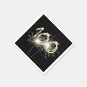 Serviette En Papier 100e anniversaire Sparklers de fête sur Noir (Coin)