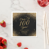 Serviette En Papier 100e fête d'anniversaire Black Gold Parties scinti (En situation)
