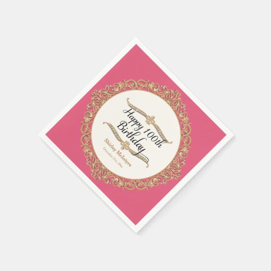 Serviette En Papier 100e Fête d'anniversaire joyeuse Décor (Coin)