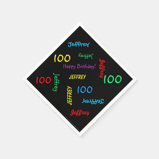 Serviette En Papier 100e fête d'anniversaire Noms répétitifs Papier no (Coin)