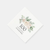 Serviette En Papier 100e fête d'anniversaire Rose blanche Eucalyptus s (Coin)