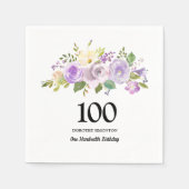 Serviette En Papier 100e fête d'anniversaire Rose violet Floral (Devant)