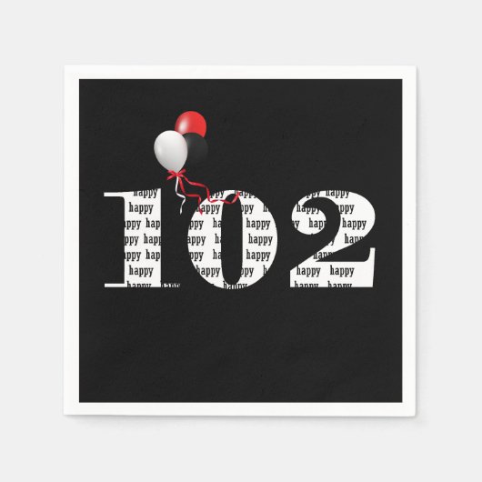 Serviette En Papier 102e anniversaire ballons (Devant)