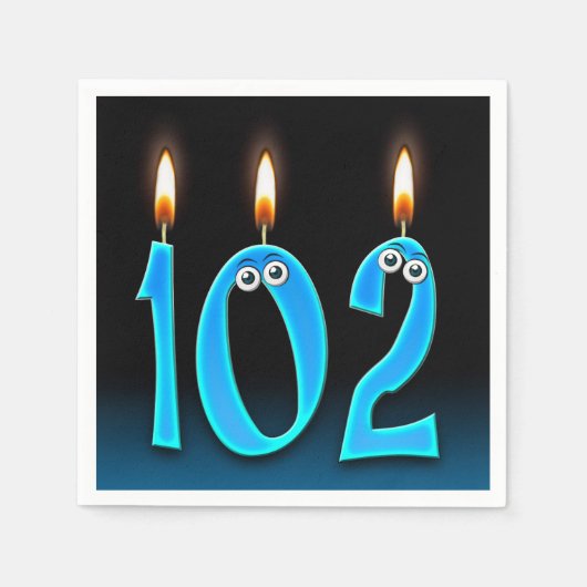 Serviette En Papier 102e anniversaire bougie avec globes oculaires (Devant)