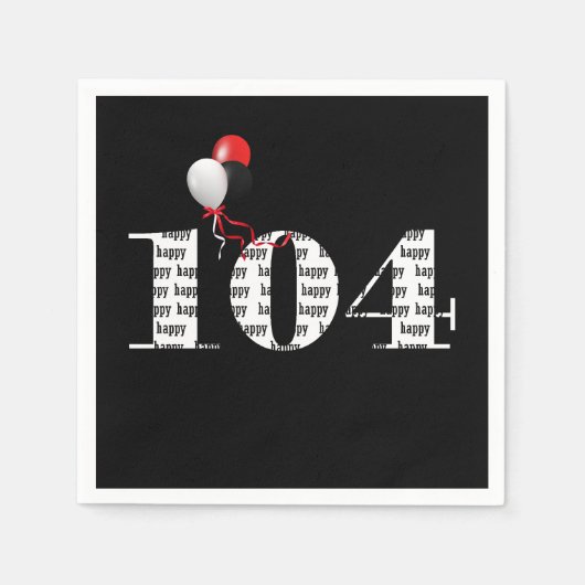 Serviette En Papier 104e anniversaire ballons de fête (Devant)