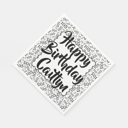Serviette En Papier 105 Anniversaire Numéro Motif Pétoncles Noir/Blanc (Coin)