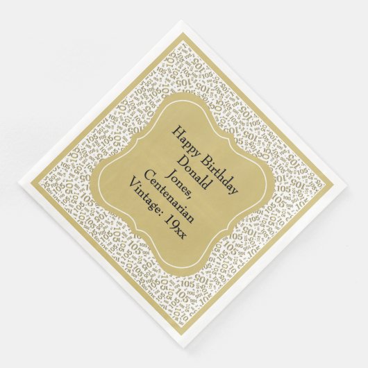 Serviette En Papier 105e anniversaire Gold/White Motif numéro de suppo (Coin)