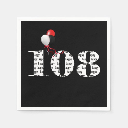 Serviette En Papier 108e anniversaire ballons de fête (Devant)